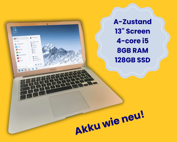 MacBook 13,3" refurbished Zorin OS 17 Education A1466 A-Zustand, Akku wie neu!