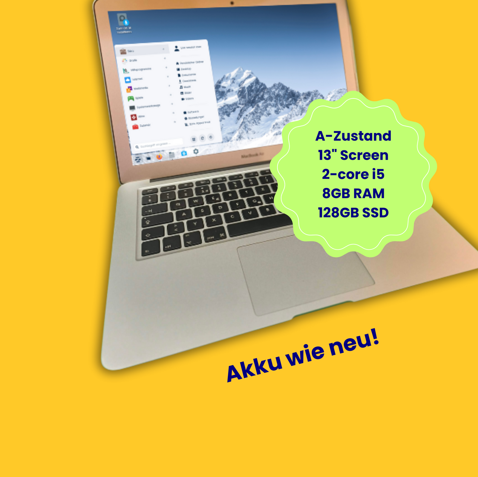 MacBook 13,3" refurbished Zorin OS Education A1466 A-Zustand, Akku wie neu!